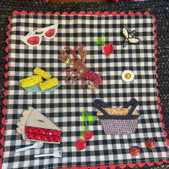 Cappelli Straw World Hand Bag Purse picnic lobster ladybug - Picture 4 of 6